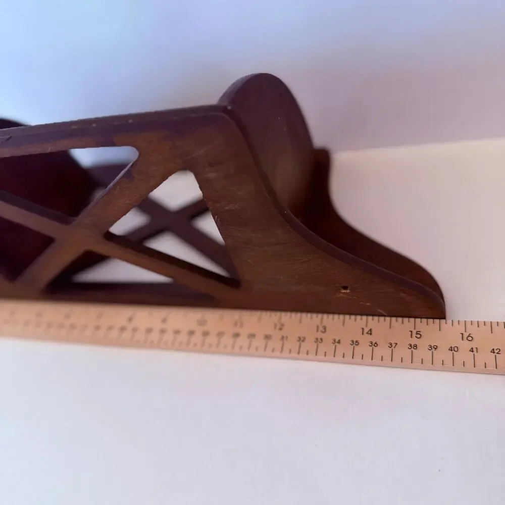 2 Tier Solid Wood Corner Wall Shelf Cut Outs 15.5 x 6 Vintage